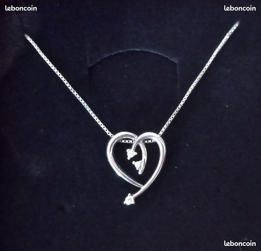 Collier en argent 925 pendentif cœur neuf (image 8)