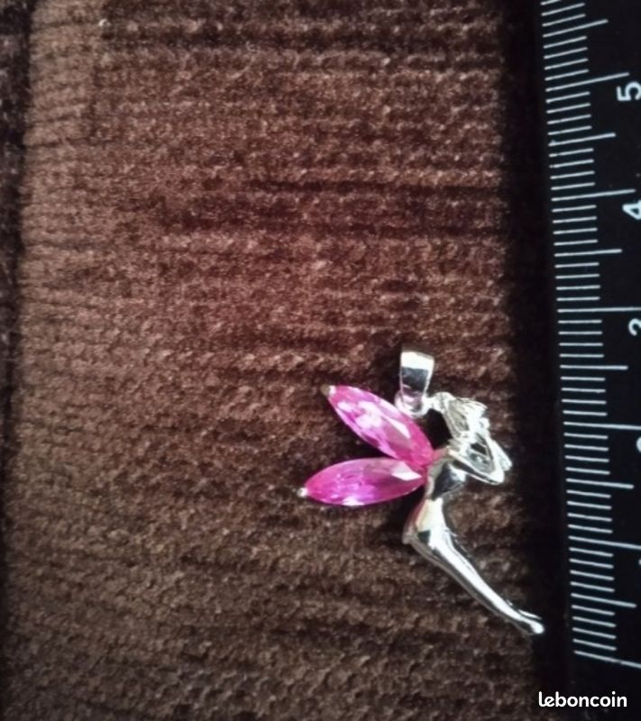 Pendentif Fée Qui Danse Sur Cordon Coton Rose - Bijou Fantaisie Neuf Sous Blister - Idée Cadeau
