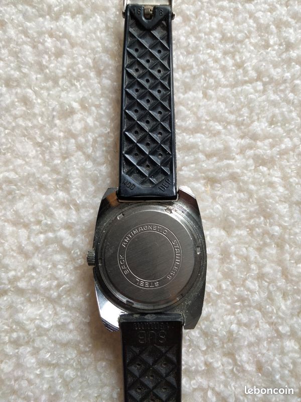 Montre Vintage Homme Philishave Mécanique 17 Rubis - Années 70, Boîtier Acier, Bracelet Cuir Noir, Réf A122