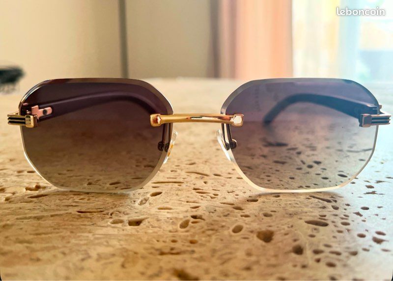 Lunettes Soleil Homme – Verres Café Branches Effet Bois – Neuf