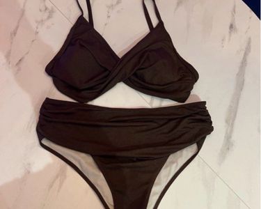 Maillot De Bain 2 Pièces La Redoute – Taille 34, Marron, Haut Sans Armature, Bas Culotte, Neuf Sans étiquette