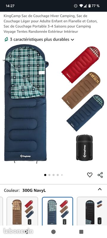 Sac De Couchage KingCamp Hiver - Chaud, Confortable Et Grande Taille - Pour Camping, Rando Et Extérieur
