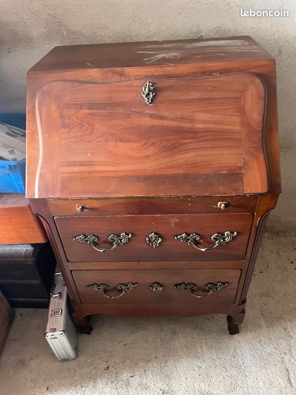 Secrétaire à abattant style Louis XV bois massif (image 2)