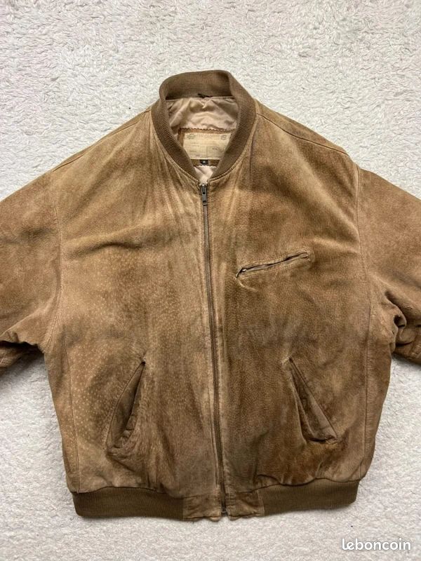 Veste Aviateur Chevignon Cuir Et Daim - Style Années 80/90, Taille M, état Parfait