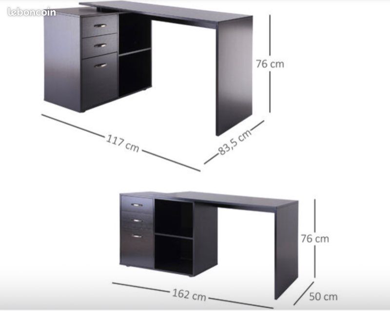 Bureau modulable multi-rangement noir design (image 3)