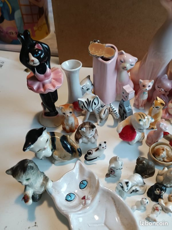 ZOOCRAFT Figurine de chat miniature en céramique peinte à la