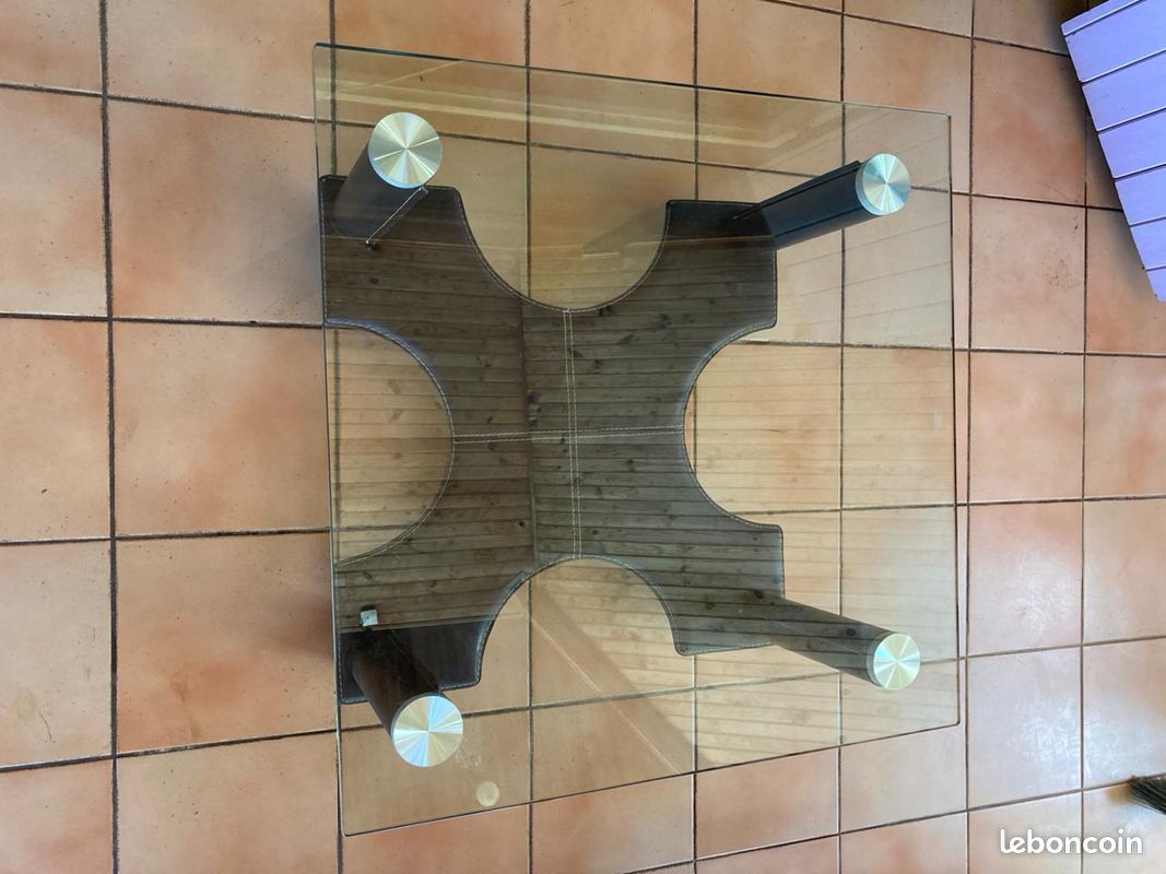 A vendre :Table basse verre et cuir (image 3)