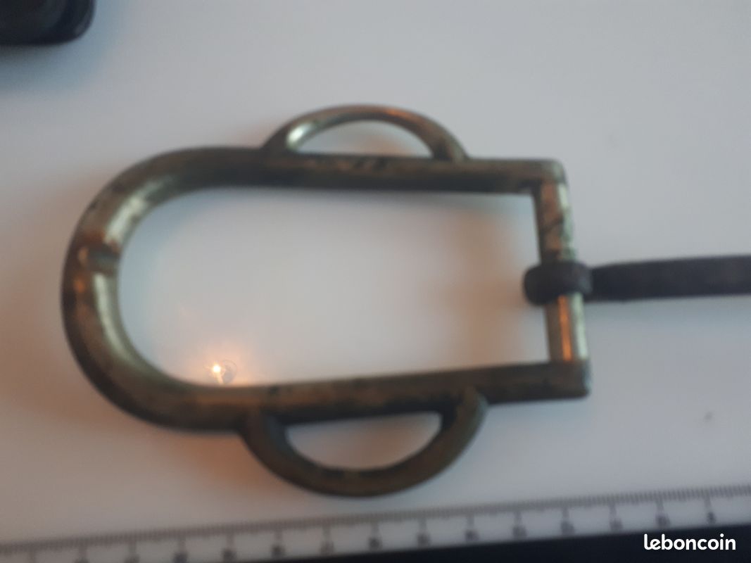 Ancienne Ceinture De Cheval Roper – Boucles Laiton Massif – Tissé – Beige – Équitation