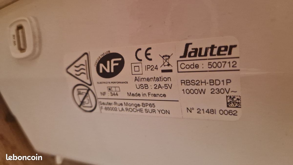 2 Radiateurs électriques à inertie sèche 1000 W SAUTER Sibayak (image 3)