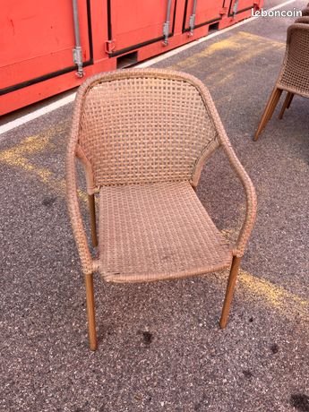 Petit Fauteuil En Bois Et Osier Beige – Style Campagne, 57,5 Cm