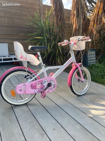 Vélo Enfant Fille 16 Pouces Dino Rose Blanc