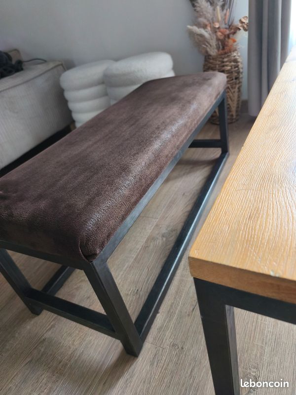 Table basse + banc style industriel bois métal (image 4)