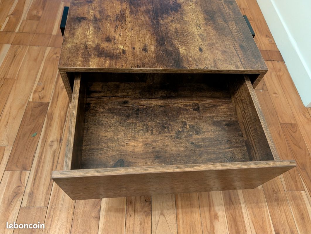 Table basse - 100Lx55lx40h - 2 tiroirs - ID market (image 4)