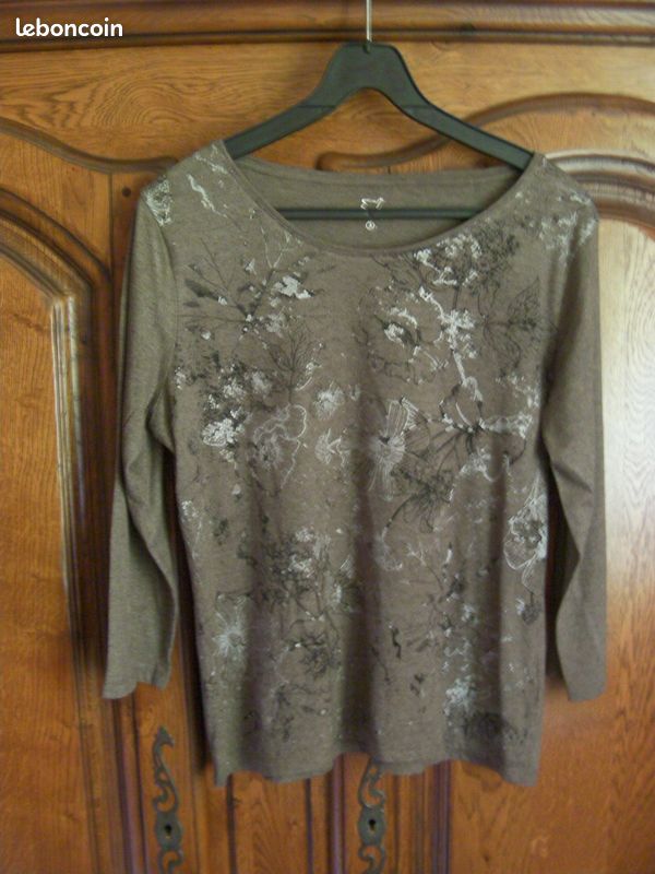 Tee-shirt kaki ANTONELLE - Taille 42 (image 1)