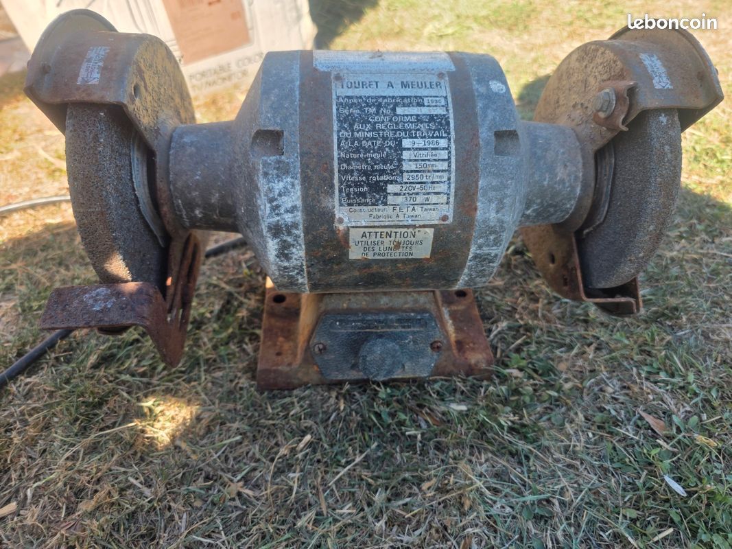 Touret à meuler 370W – fonte – 150mm – fonctionne (image 4)
