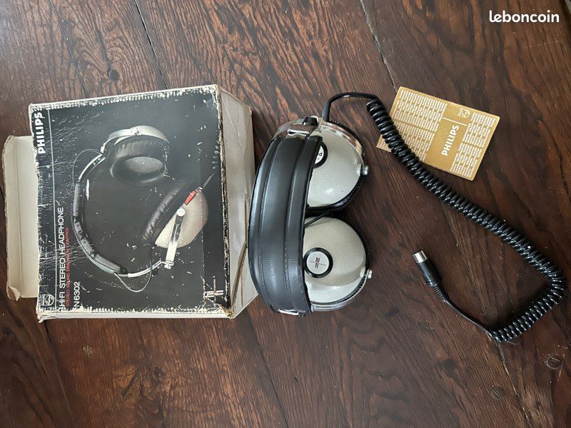 ANCIEN VINTAGE CASQUE PHILIPS N6301 AUDIO CHAINE HIFI PRISE JACK AMPLI
