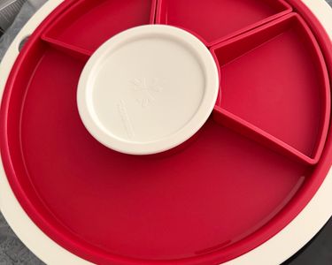 Plat à Apéritif Tupperware Vintage - Rond, Compartimenté, Blanc