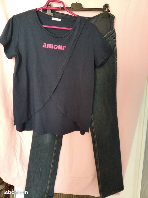 Ensemble tee shirt/jean grossesse (image 1)
