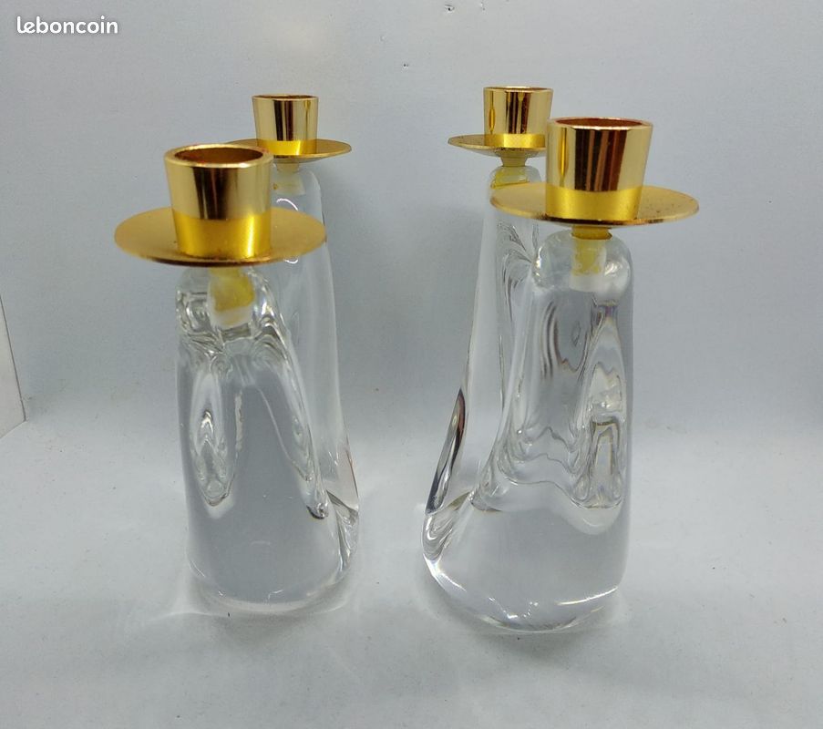 Bougeoirs Cristal Orrefors Suède 1970 – Style Scandinave Vintage (lot De 2 ?)