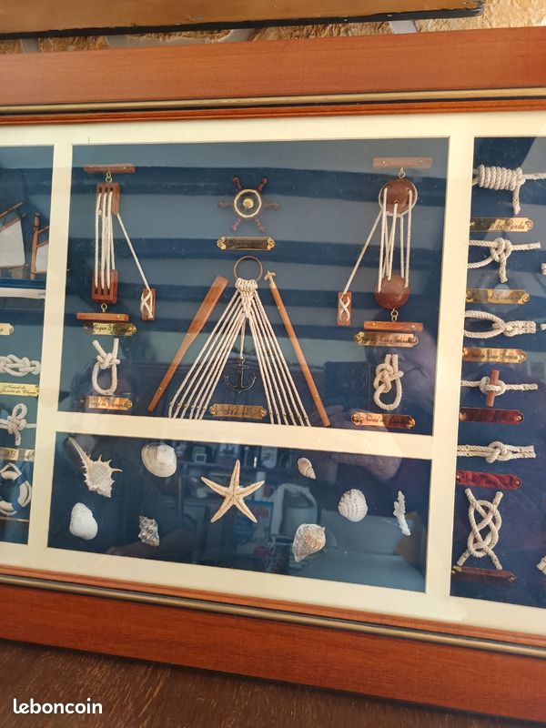Tableau avec nœuds et outils marins encadrement en bois longueur 85 cm, hauteur 55 cm, épaisseur 3,5 cm (image 5)