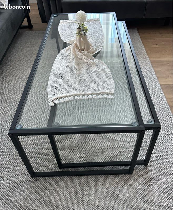 Table basse noir en verre duo (image 1)
