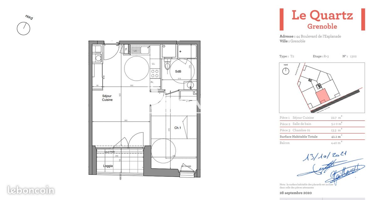 Appartement 2 pièces 41 m² · à Grenoble · 41 m² · 632 €/mois