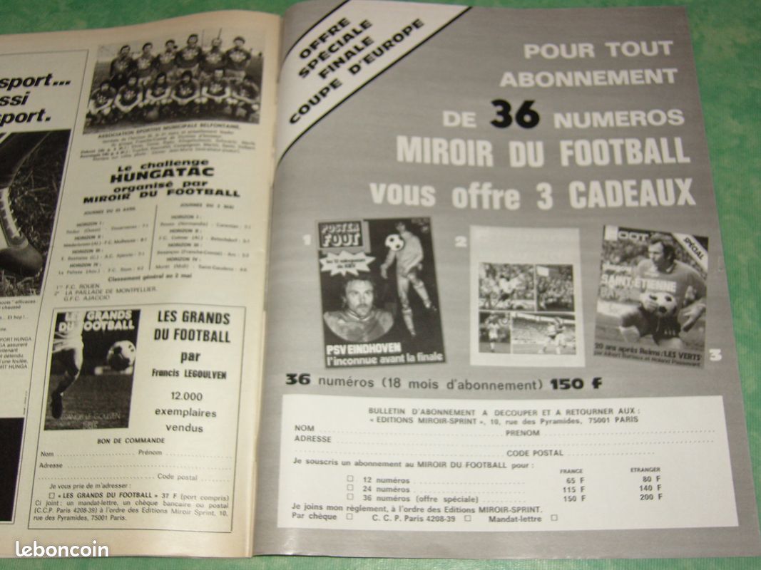 MIROIR DU FOOTBALL n°265 FINALE COUPE EUROPE 1976 ST-ETIENNE - BAYERN