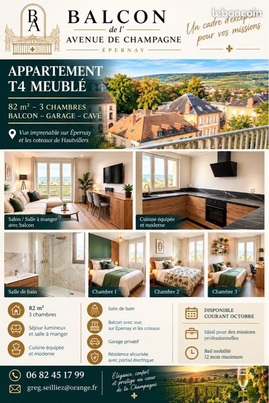 Appartement 4 pièces 82 m² · à Épernay · 82 m² · 1 850 €/mois