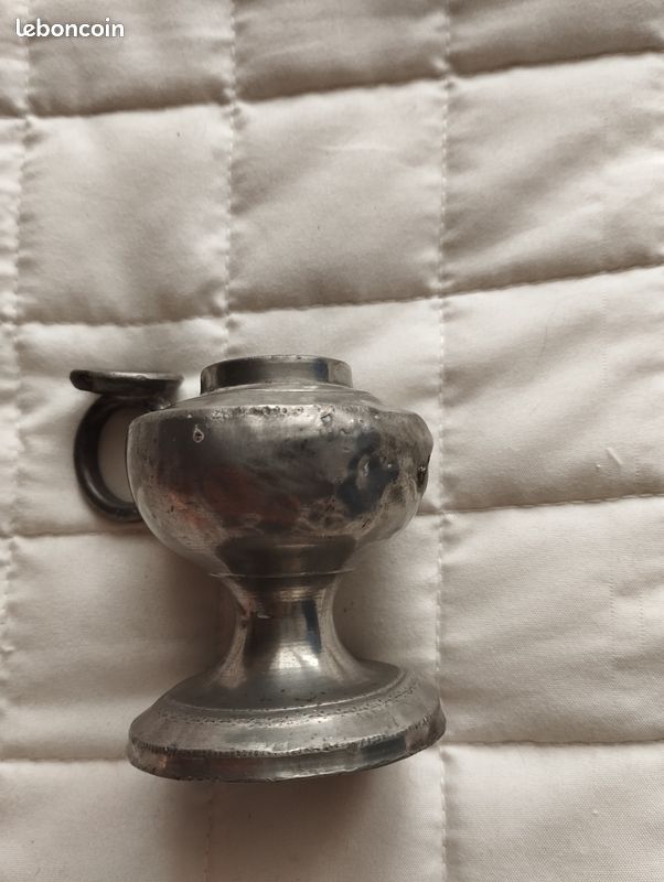 1 Petite Lampe à Huile Etain XIX ème Ancienne Collection Vitrine Bon Etat (image 7)