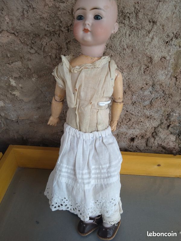 Poupée Ancienne Simon & Halbig 1160, Tête Bisque Bouche Fermée, Robe D'époque, Allemagne 1900