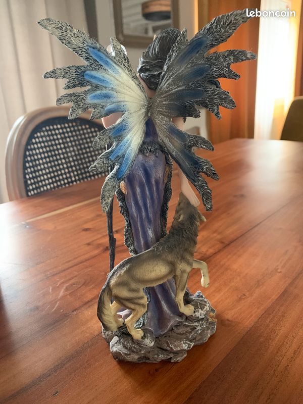 Statue Figurine Fée Noire Loups 9 5 Pouces Décoration