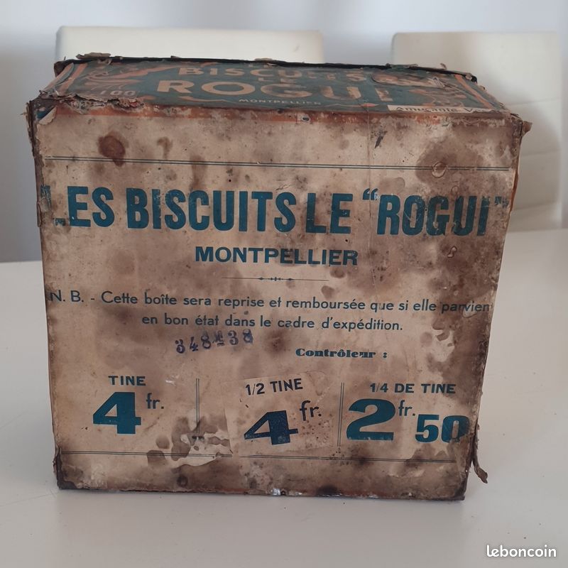Ancienne boîte à biscuits en métal publicitaire, les biscuits le ROGUI (image 7)