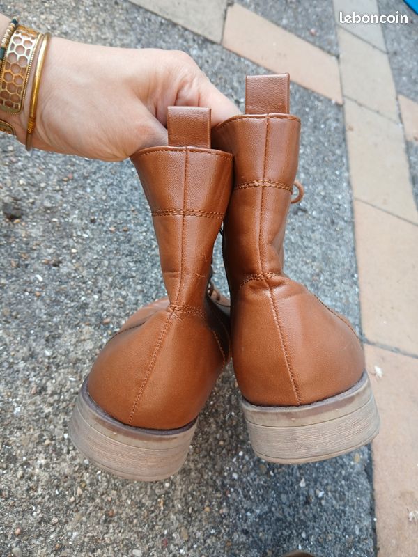 Bottines Montantes Femme SUPER MODE - Pointure 40 Marron Camel - Cuir, Fourrées, Talons - Neuf Avec Boîte