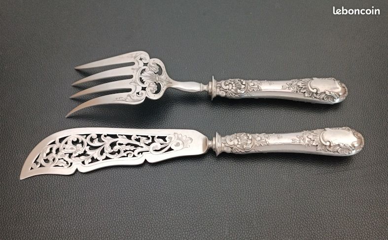 COUVERTS DE SERVICE , A Decouper, A Salade Art Nouveau 5 Pcs Argent 1900 EUR 130,00 - FR