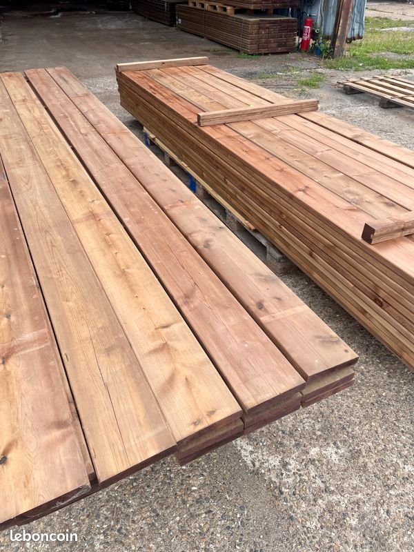 Lames de terrasse XXL 34x195 mm, en pin du Nord, traitées par autoclave classe 4 brun, déclassées (image 5)