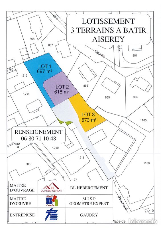 Terrain constructible centre d'AISEREY · 107 000 €