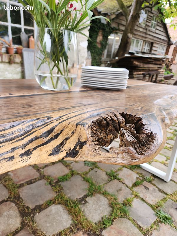 Table basse en dalle de chêne biologique ancienne Table tendance Live