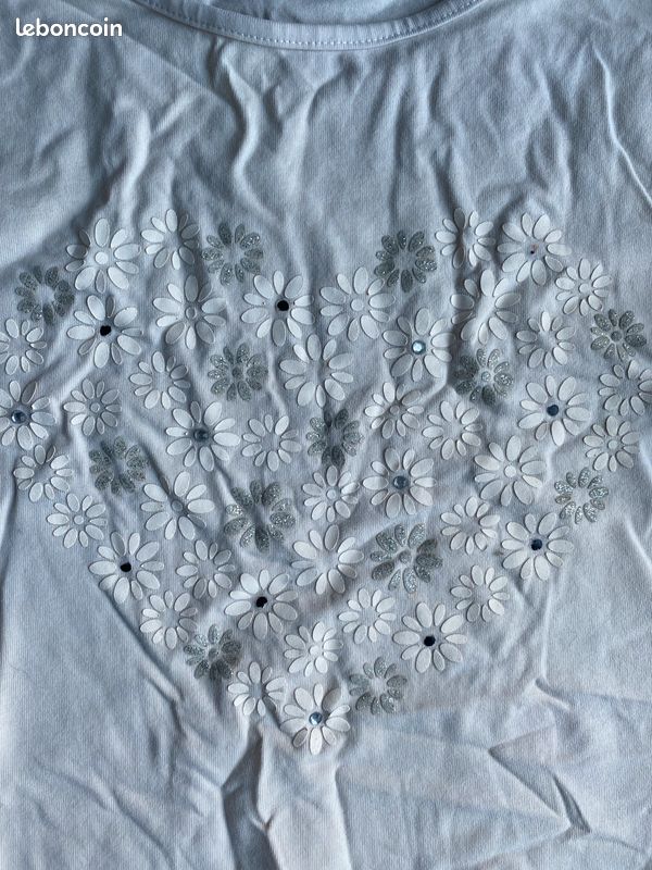 T-shirt rose pâle avec imprimé fleur Okaidi 12 ans (image 2)