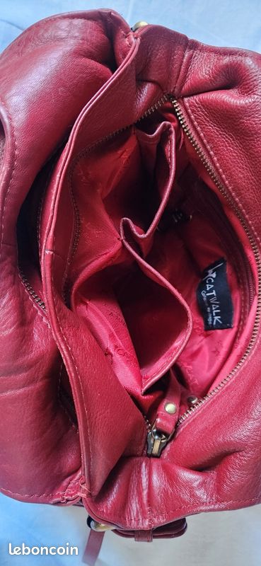 Sac à main cuir rouge marque Catwalk (image 10)