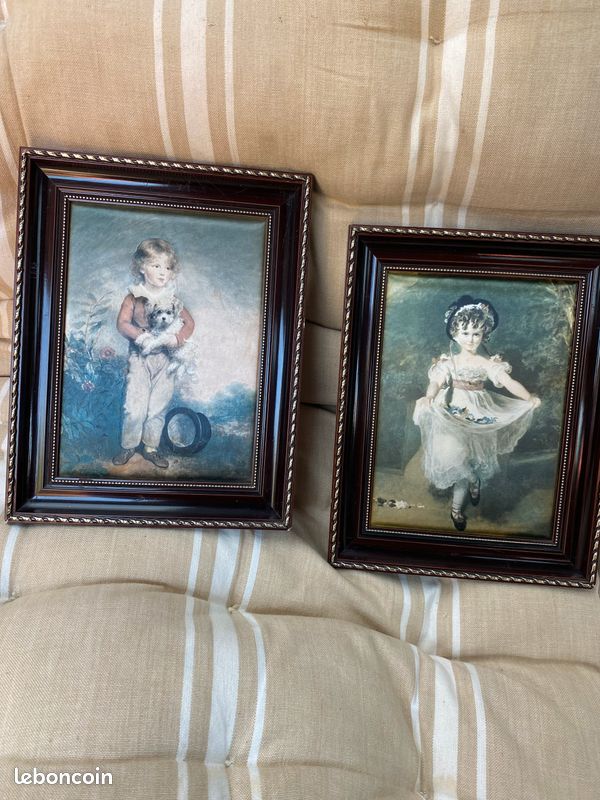 2 Jolies Cadre sur soie vintage (image 1)