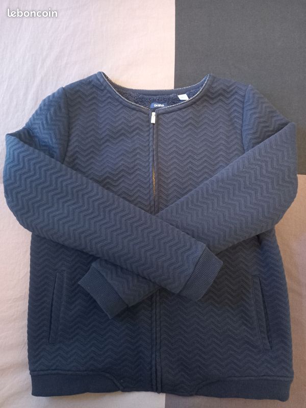 Veste chaude fourrée Okaidi bleue marine 14 ans fille (image 1)