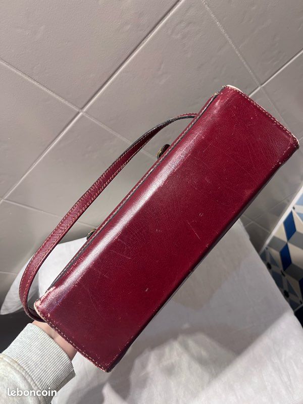 Sac à Main/pochette En Cuir Vintage Lorenzeo, Couleur Bordeaux - Occasion En Bon état