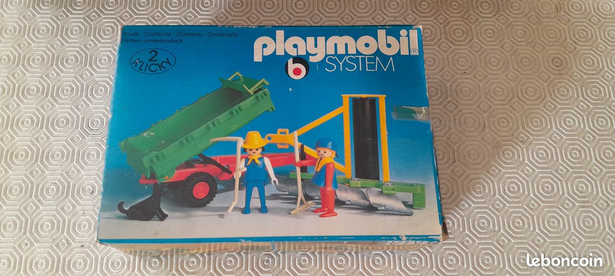 PLAYMOBIL 3500 3501 Ancien Ensemble Tracteur Remorque Fermier Ferme