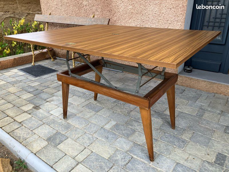 TABLE MODULABLE du Designer Albert Ducrot à système portefeuille année 1970 (image 9)