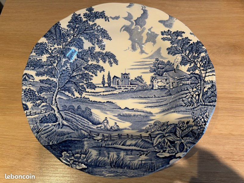 Assiettes anciennes Lunéville English Style bleu et blanc – 19 pièces (image 6)