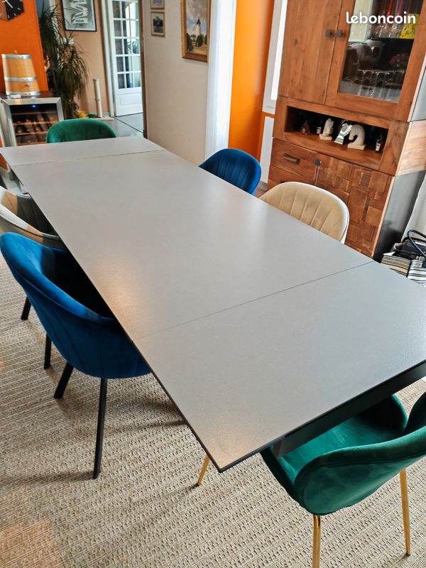 ✨ Table extensible haut de gamme en céramique graphite & anthracite – Design contemporain ✨ (image 5)