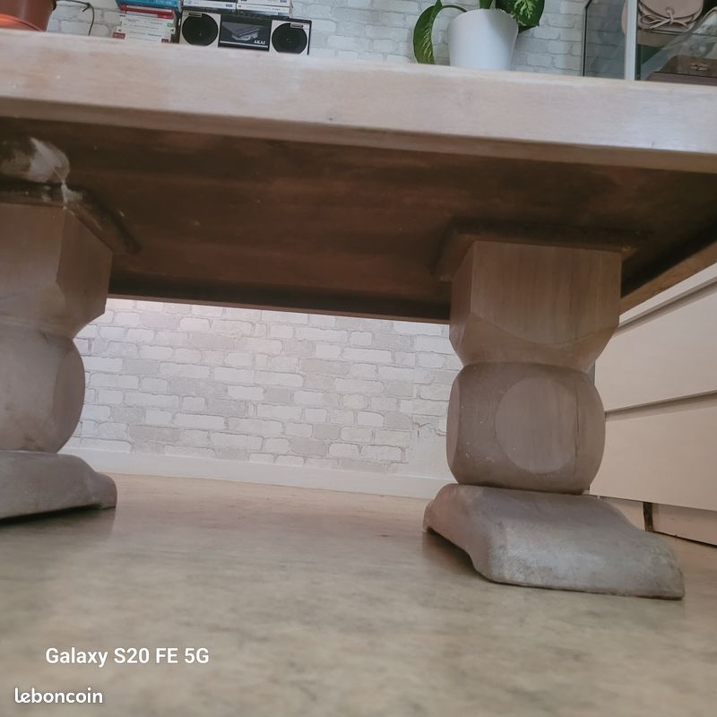 Table basse carrelage et bois massif (image 5)