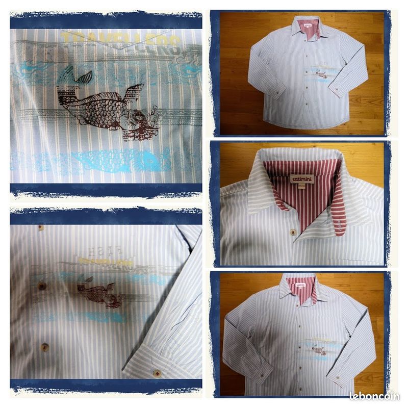 Chemise rayé bleue CATIMINI 10 ans (image 1)