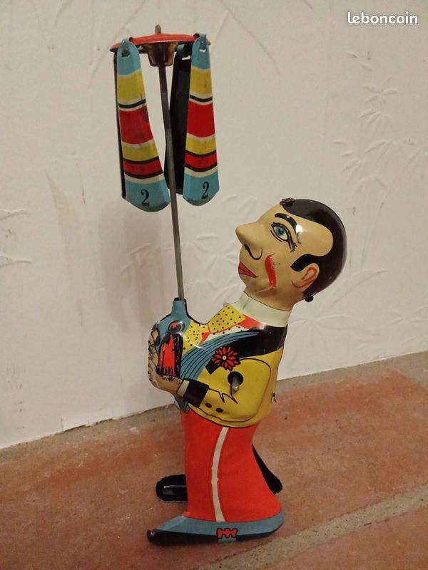 RARE Clown Automate De Foire Trapéziste électrique - Vintage, Métal Et Tissu