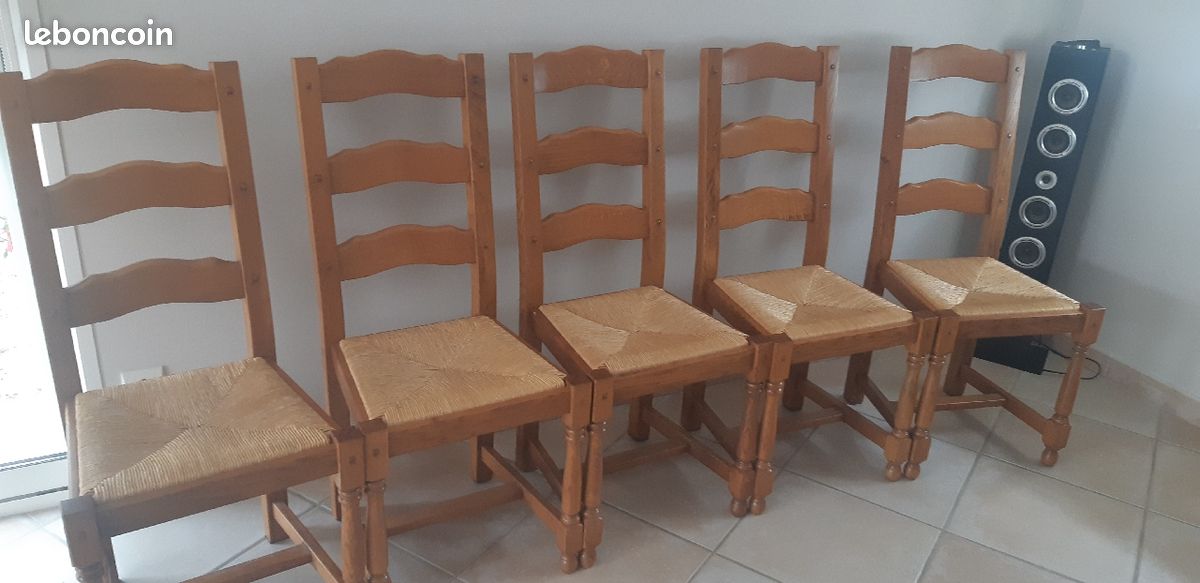 6 Chaises bois et paillage 20  unité (image 1)